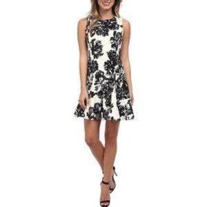 Rebecca Taylor Black and White Floral Sleeveless Mini Dress SIZE 0